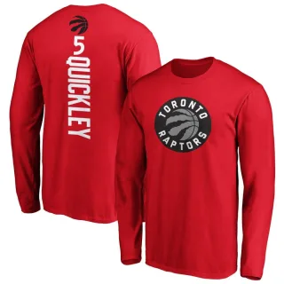 Men's Toronto Raptors Immanuel Quickley Red Backer Long Sleeve T-Shirt